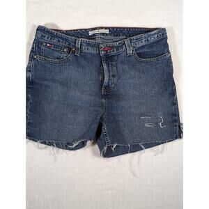 Tommy Hilfiger Distressed Denim ShortsRaw Hem Blue W 34" Rise 11"Ins3"
